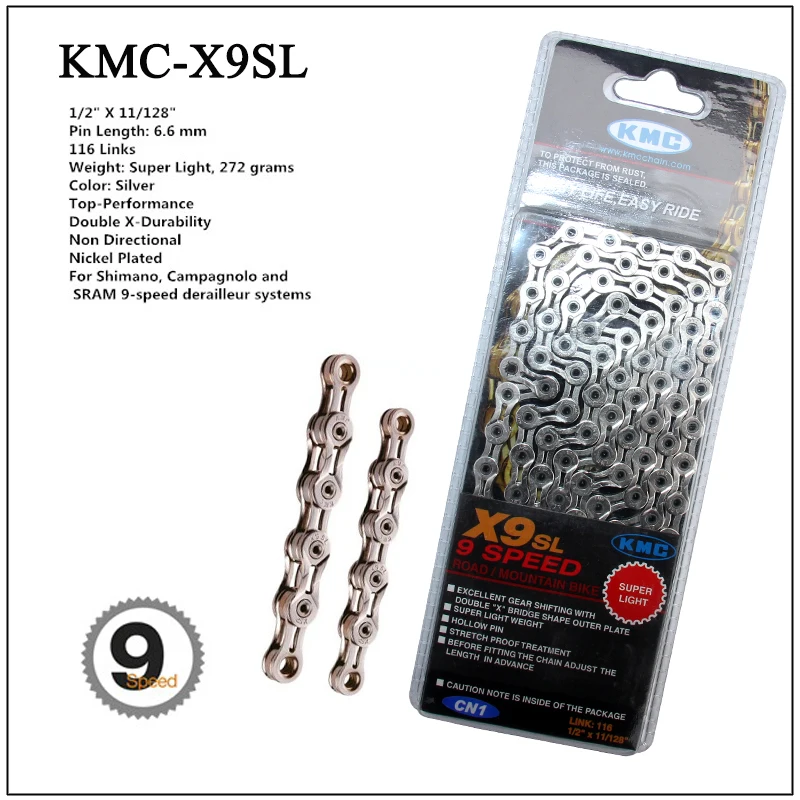KMC X8 X9 X9sl X10 X10sl X11SL X12 велосипедная цепь 9S 10S 11S золото для MTB/шоссейного велосипеда для Shimano/SRAM 8 9 10 11 скорость 116л/цепь