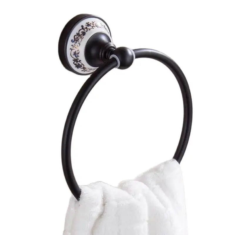 

Винтажная Черная Круглая Керамическая вешалка для полотенец в ванную комнату/круглая настенная полка
