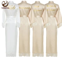 2021 new silk satin lace robes white bridesmaid bride robes bridesmaid robes wedding long robe bathrobe