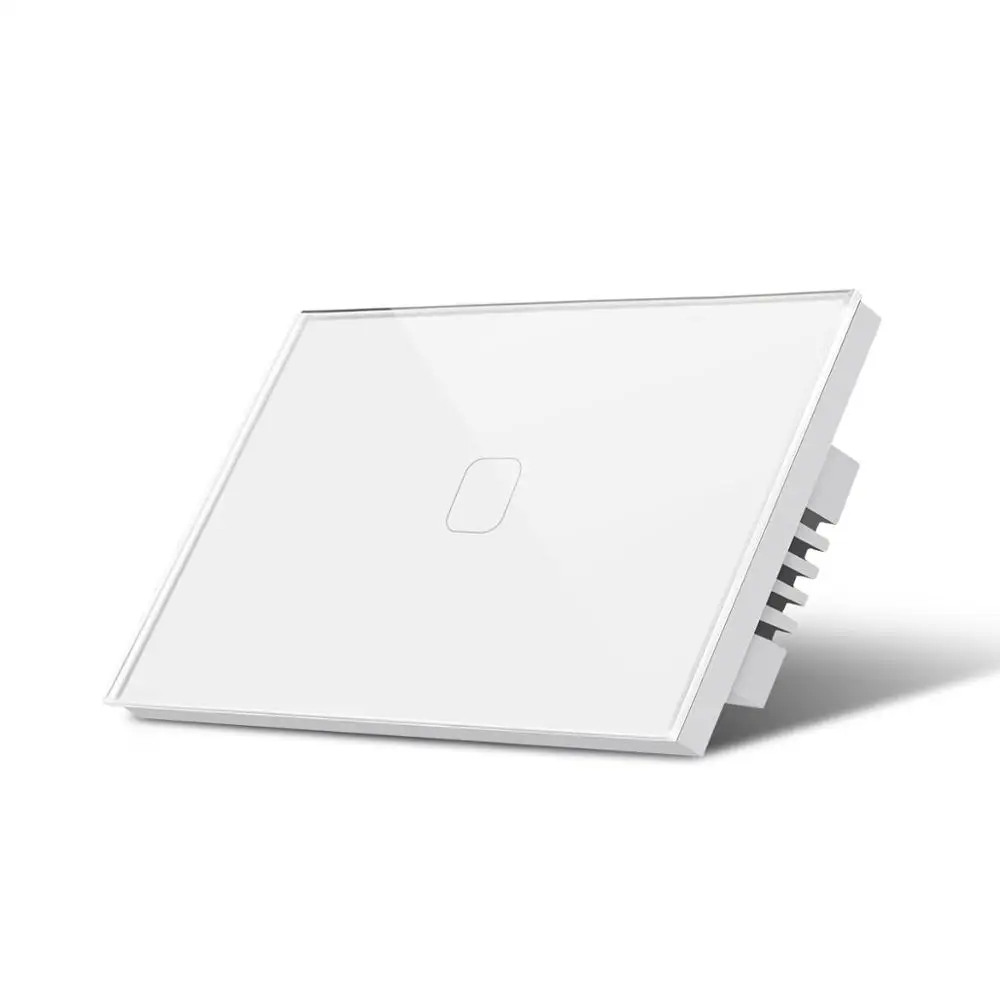 US AU 1 Gang White Настенный выключатель, светодиодный светильник, лампа, ЕС, Австралия, США, Великобритания, сенсорный выключатель, 220 В, 110 В, сенсорный выключатель, 1, 2, 3 комплекта, 1 способ, стеклянная панель, прерыватель - Цвет: US AU 1 Gang White