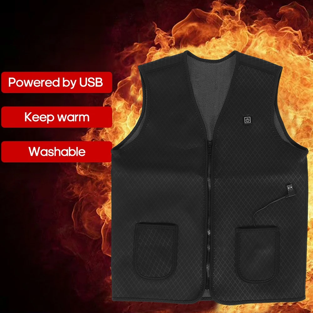 

2021New 7 Heating Pads Winter Outdoor Men Electric Heated Vest USB Heating Vest Winter Thermal Cloth Feather Hunting Jacket