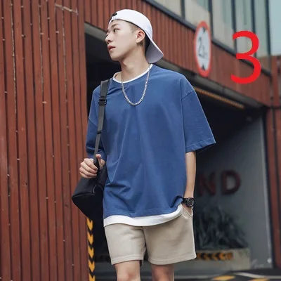 

Short-sleeved T-shirt Men's Trend Summer Loose Half-sleeve Harbor Wind Da ins Tide Five-sleeve