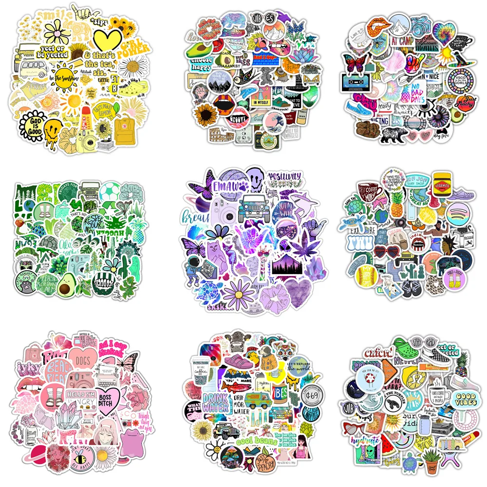 

50pcs VSCO Vinyl Doodle Stickers Girl Essential Stuff for Water Bottles Sticker Suitable for Luggage Laptop Waterproof Stickers
