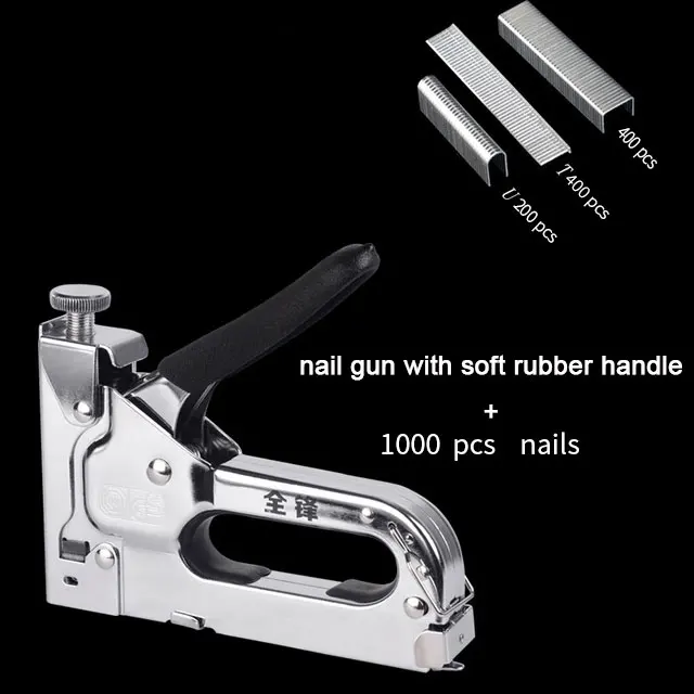nail gun2 1000nails Tranvon 3 в 1 ручной пистолет для ногтей сверхмощный стальной штапельный пистолет для крепления материала декоративные элементы для обивки столярных изделий - Цвет: nail gun2 1000nails
