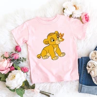 new arrival 2021 girls pink t shirt cute little lion graphic print baby tshirt harajuku kawaii girls tee short sleeve shirt tops