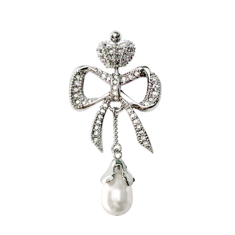 

Flash Crystals bow Brooches for Women Vintage Fashion Women Jewelry silver color Opal Flower Brooches Pins Christmas Gift