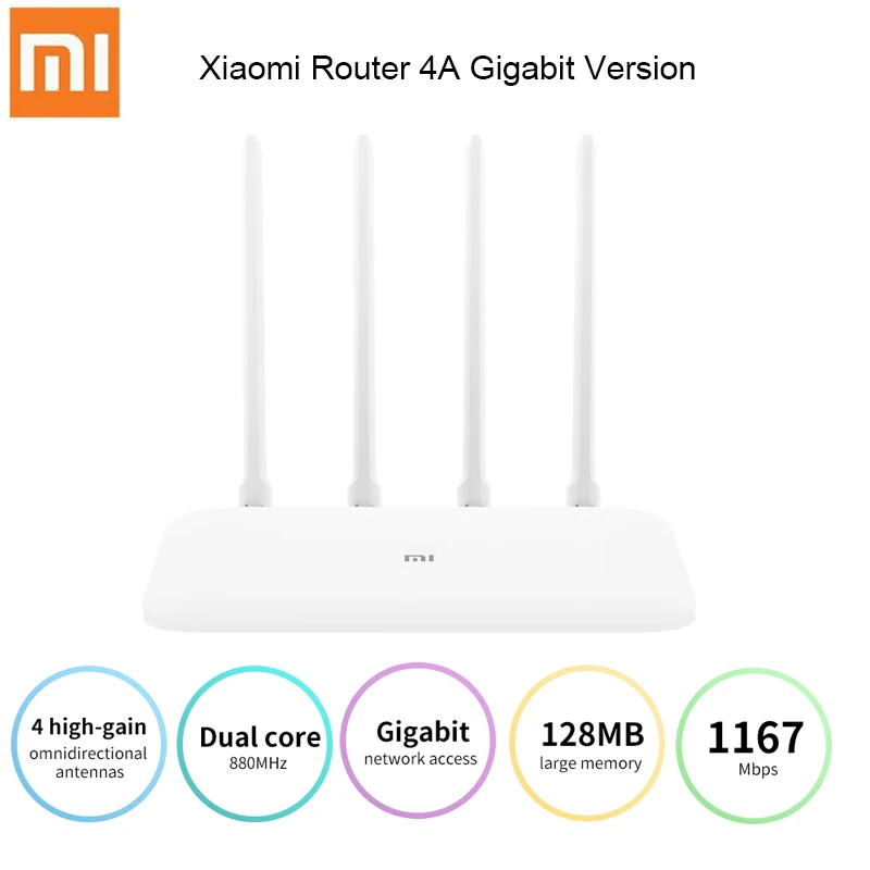 Xiaomi Mi маршрутизатор 4А гигабитная версия 2 4 ГГц 5 WiFi 1167 Мбит/с повторитель 128 Мб DDR3 с