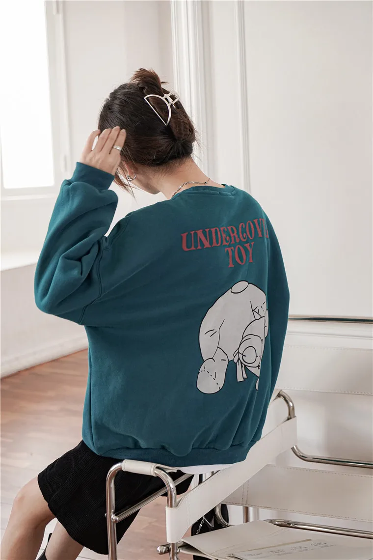 

Make new winter han edition round collar easing the bear thermal long sleeve simple pure color fleece