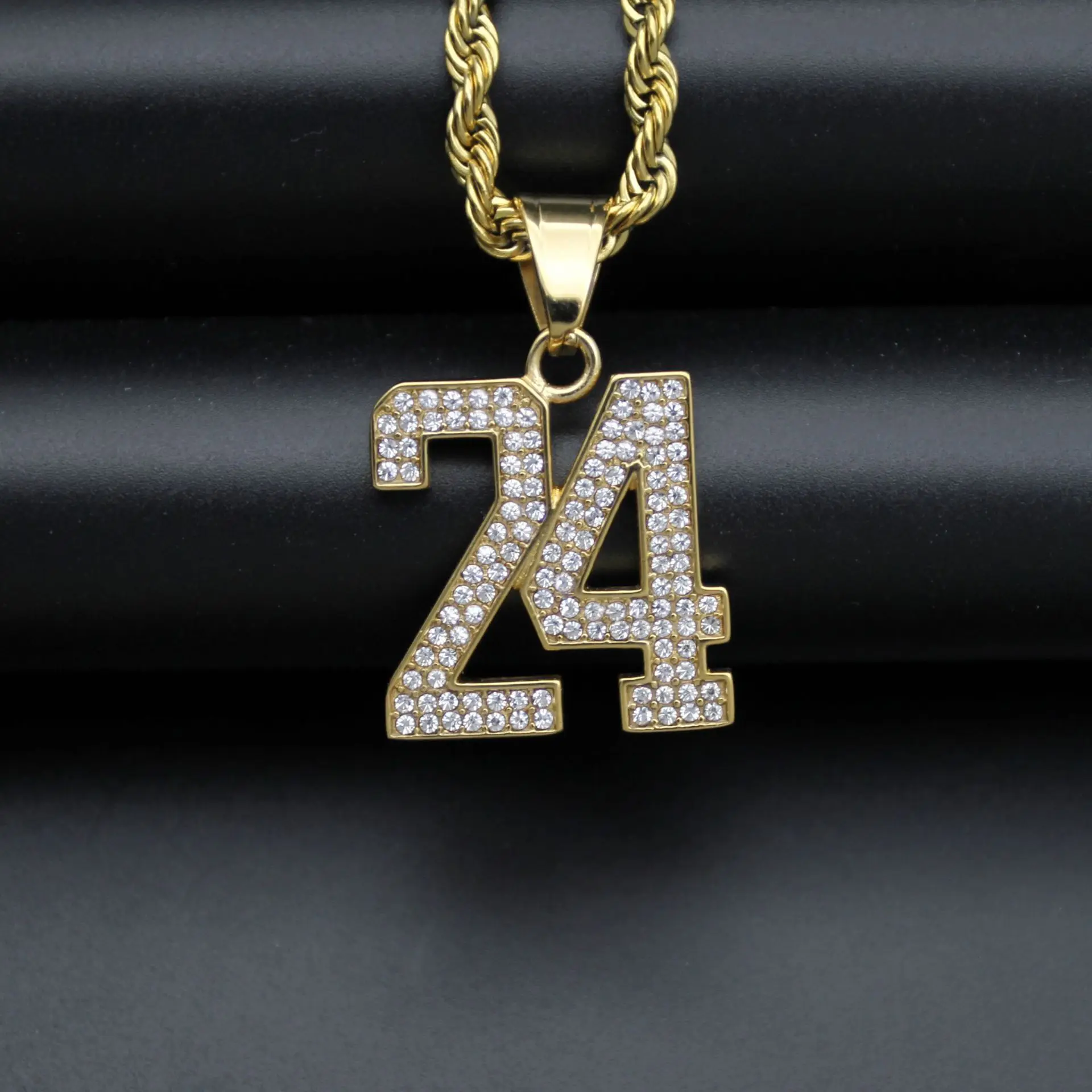 

Men/Women hip hop number 24 pendant necklaces Stainless Steel never fade Hiphop necklace fashion jewelry gifts