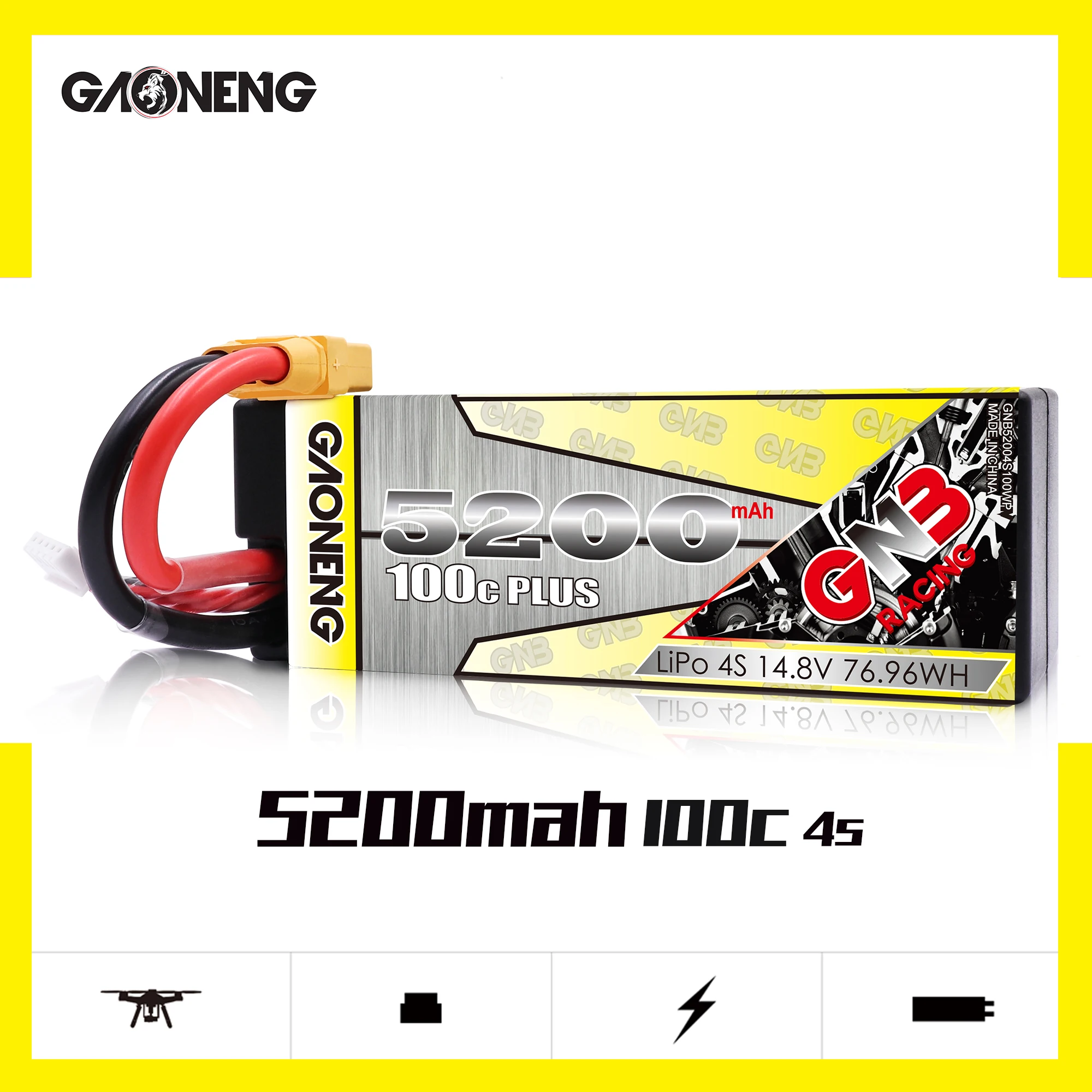 Gaoneng GNB 14 8 в 5200 мАч 100C XT60 T Lipo аккумулятор для RC HPI HSP Traxxas 1/8 1/10 Багги Car Truck Детали | Отзывы и видеообзор