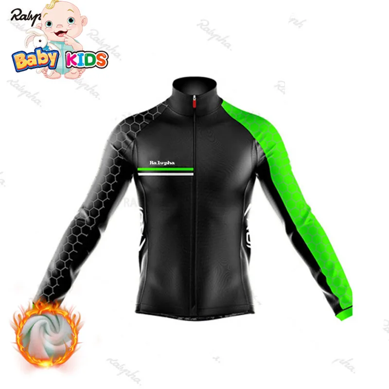 kids winter clothes ORBEAING/ г. Зимние флисовые Детские комплекты для велоспорта для мальчиков и девочек с длинными рукавами, костюм из Джерси для велоспорта, Ropa Ciclismo, MTB, велосипедная форма, комплект одежды - Цвет: kids winter clothes