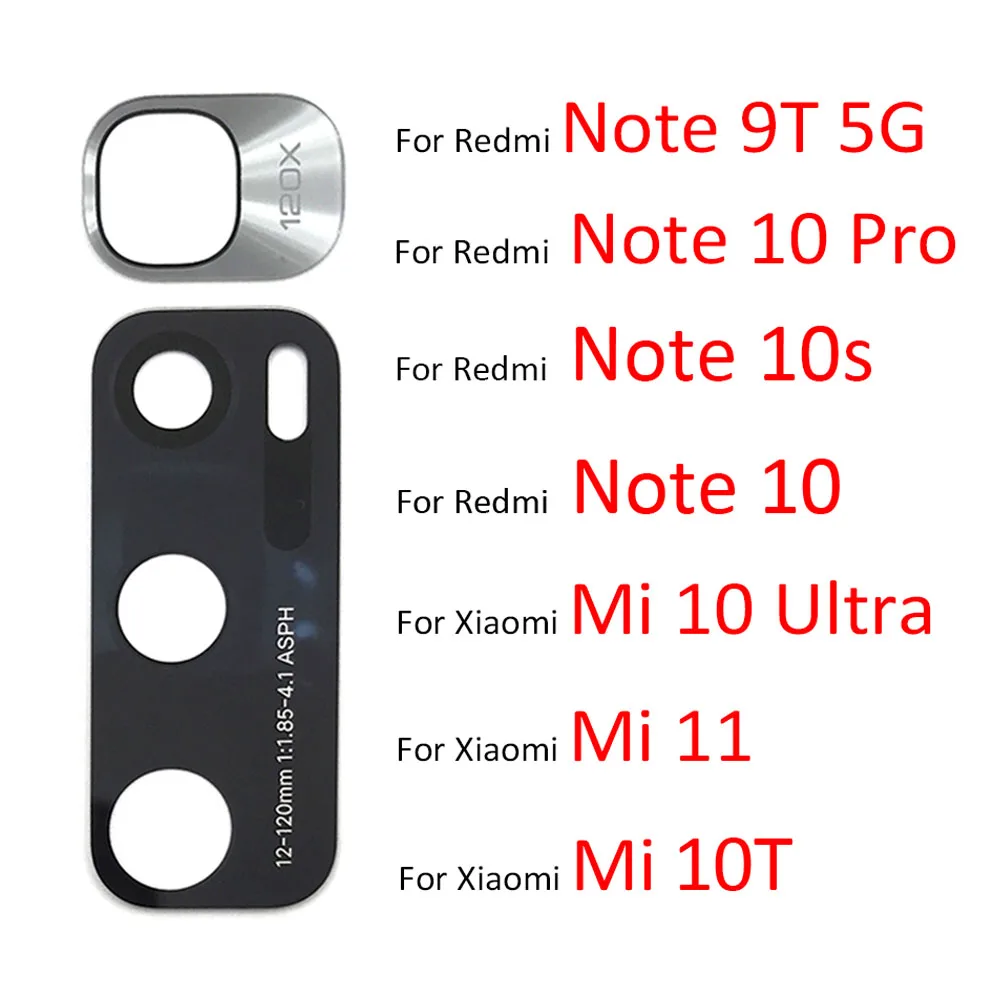 

10Pcs Camera Glass Lens For Redmi K20 Note 10 10S Pro 9T / For Xiaomi Mi 9T 10T 11T Pro 11 10 Ultra Lite Back Rear Camera Lens