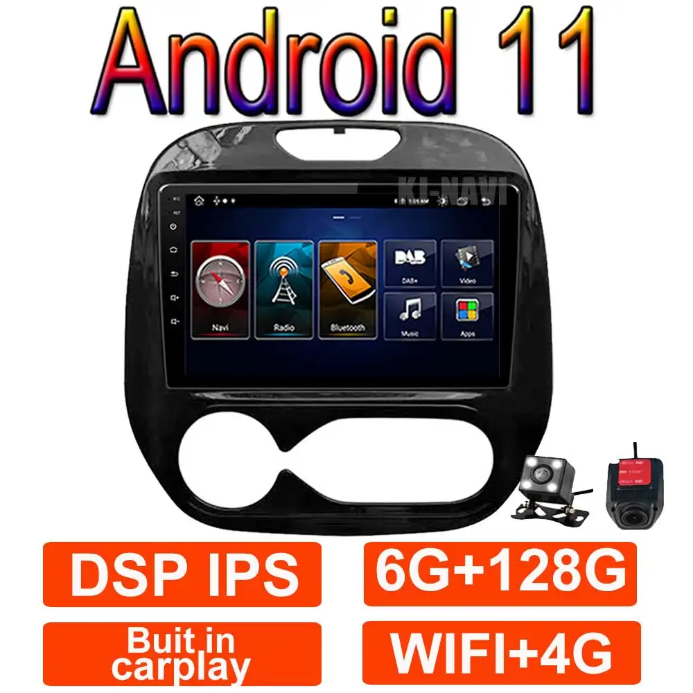 

BLUETOOTH IPS Car Radio For Renault Kaptur Captur 2016-2019 9'' Android 11 Carplay Multimedia GPS Navigation 2DIN NO DVD