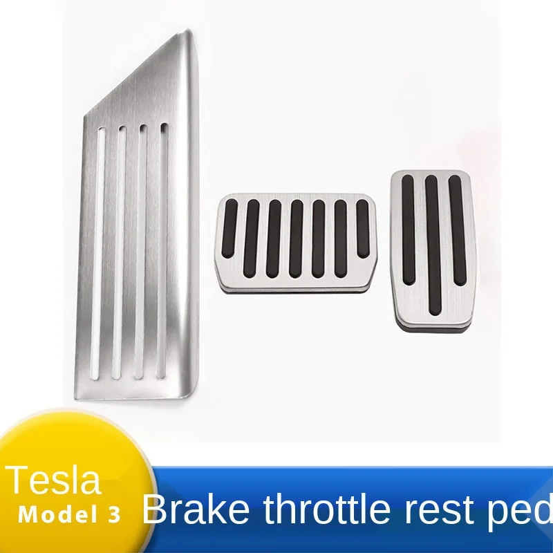 

For Tesla Model 3 Accessories Model 3 Aluminum Alloy Accelerator Brake Rest Pedal Car Foot Pedal Pads Covers Three