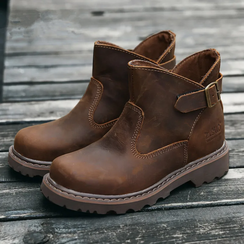Мужские удобные ботинки из натуральной кожи коричневые повседневные для улицы