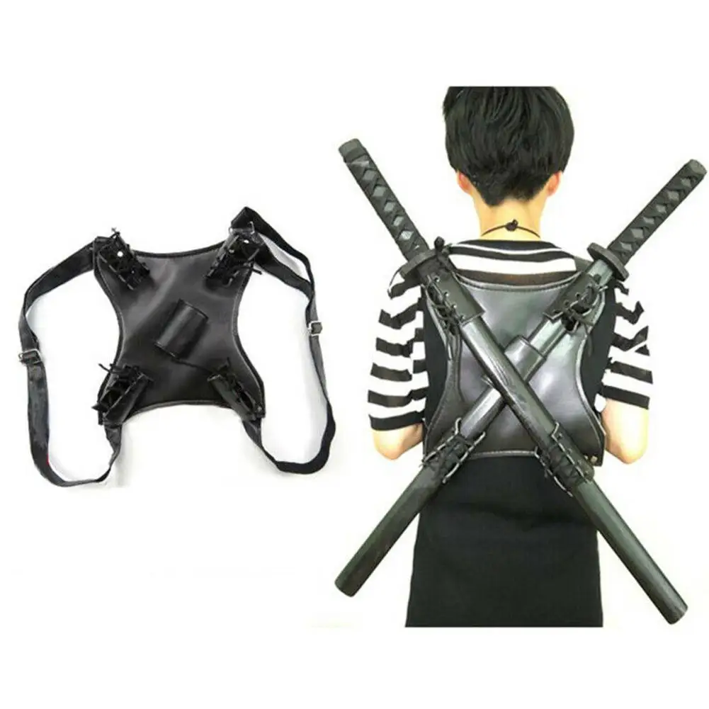 

Harness Men's Leather Dual Sword Carrying Back Exotic Halloween Back Cosplay Holste Scabbard Holder Harness Costumes Gun / Y5C1