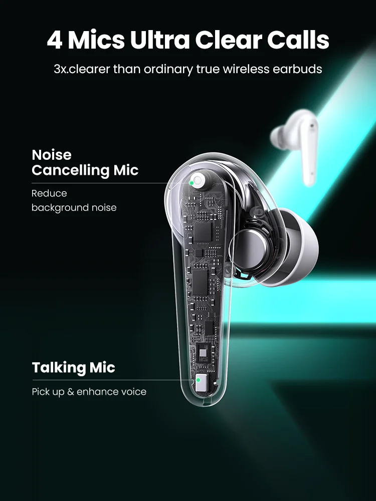 TWS-наушники UGREEN HiTune T1 стереонаушники-вкладыши с поддержкой Bluetooth 4 микросхем ENC USB-C