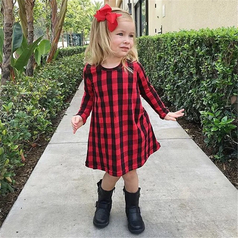 

Kids Dress For Girls Long Sleeve Plaid Princess Party Dresses Baby Girls Christmas Costume Toddler Winter Dress Elegant Dresses