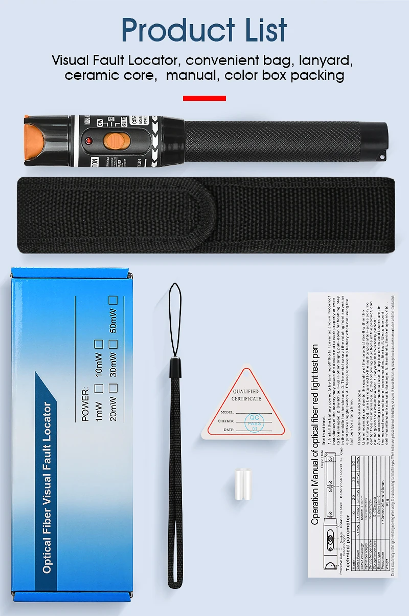 

COMPTYCO 10/20/30mW VFL Fiber Optical Cable Tester Pen Type Visual Fault Locator for FC/SC/ST