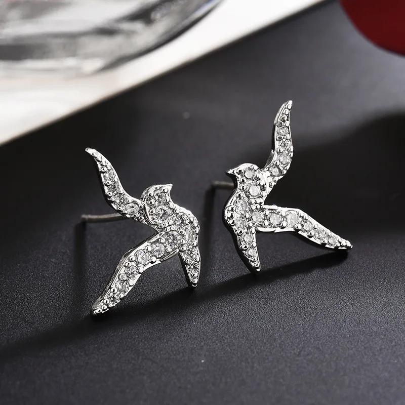 Новые модные ювелирные изделия птица форма ласточки серьги-гвоздики для женщин