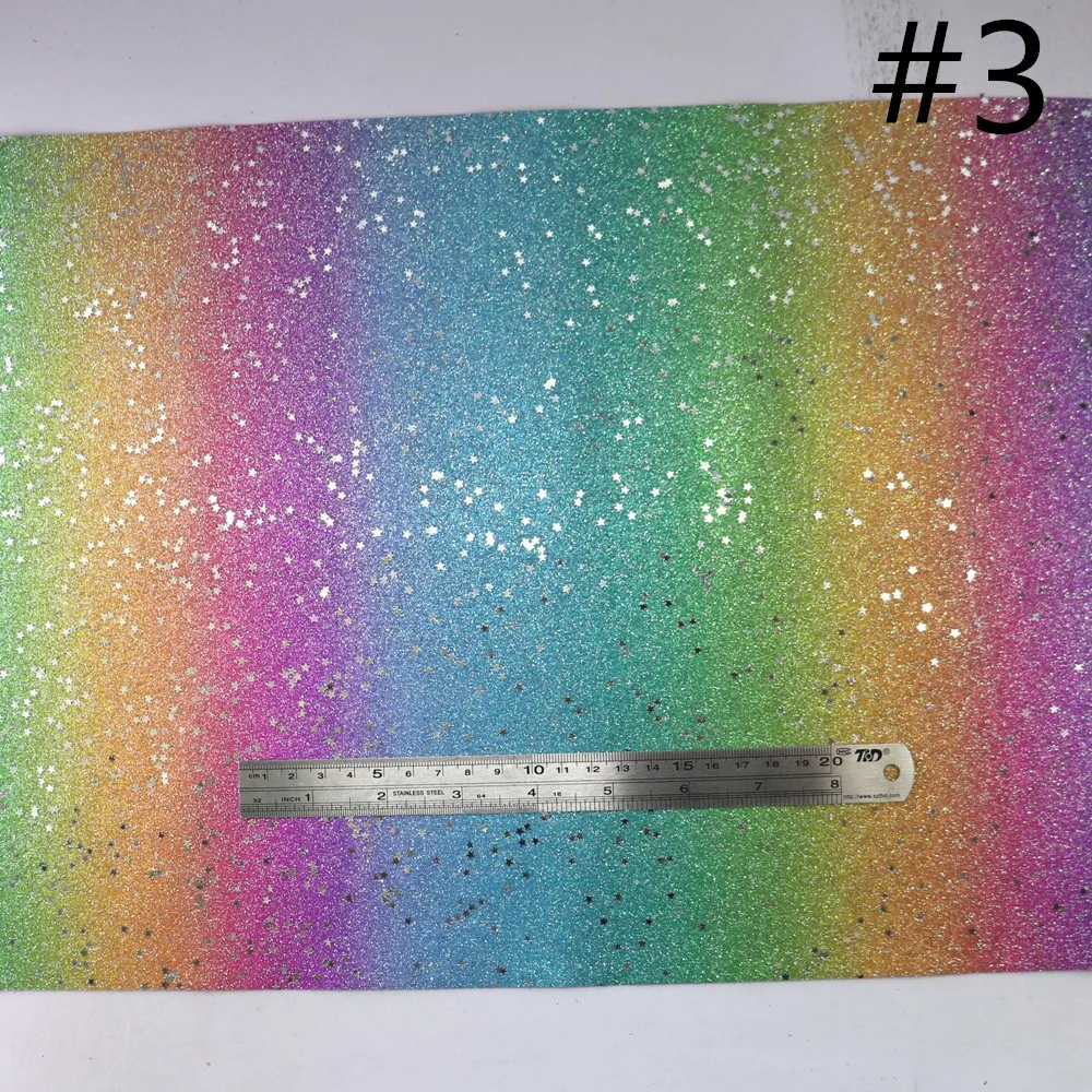 30 см x 134 рулон Радуга со звездами тонкая блестящая ткань искусственная кожа для