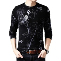 black white printed sweater mens round neck pullover slim fit pull homme mens