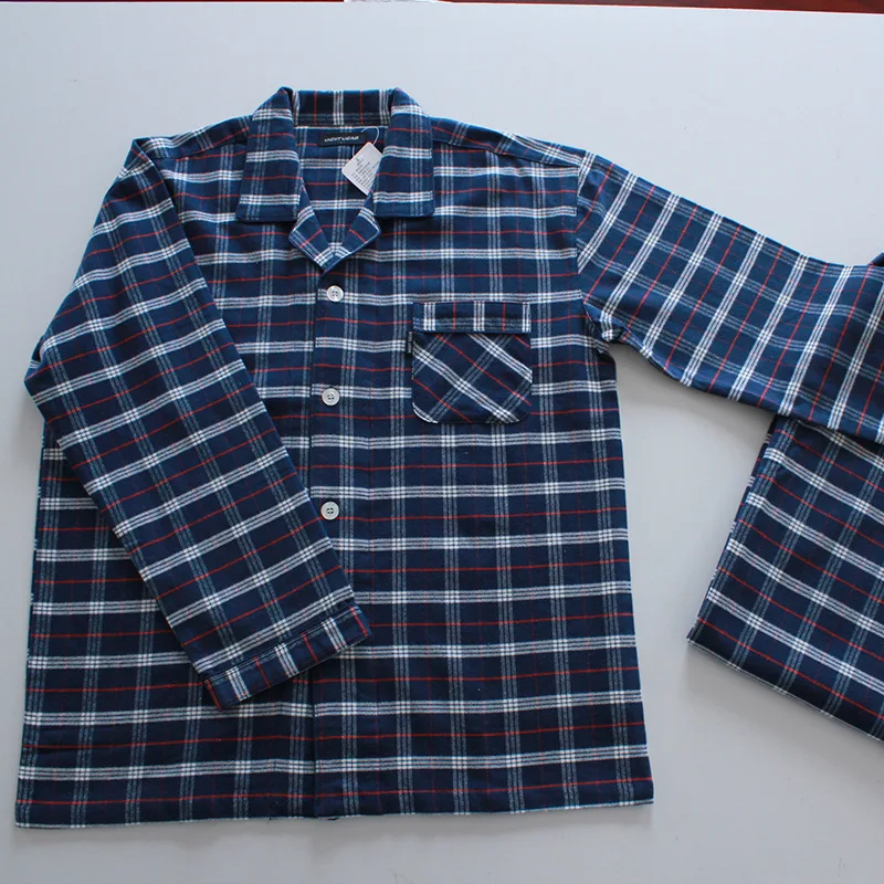 Мужские пижамы пижама набор хлопковых пижам на осень и зиму женская полосатые