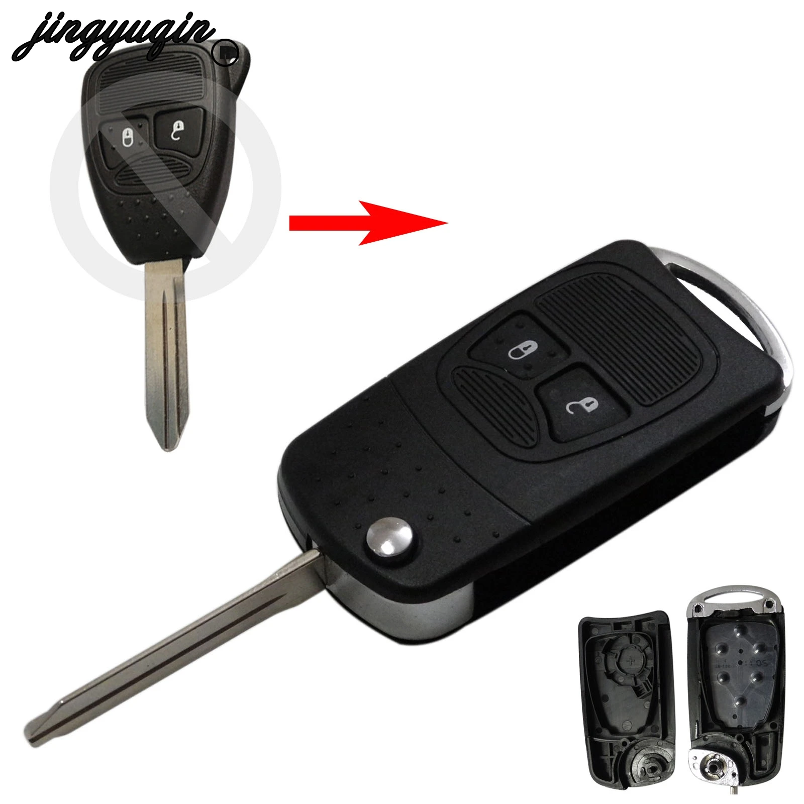Jingyuqin 10 шт./лот модифицированный откидной Чехол для ключа с 2 кнопками Chrysler Jeep Compass