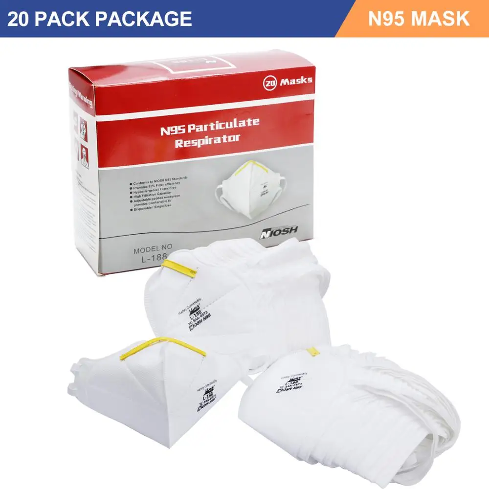 

N95 Mask with NIOSH Certification 20PCS Breathable Protect Face Mask Anti Dust Mouth Mask 95% Filtered Mascarillas Tapabocas