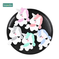 bopoobo 5pcs baby teether diy silicone unicorn teething pendant food grade baby toddler toys silicone teether for kids baby toy