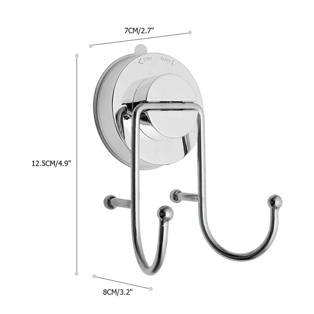 

Bathroom Accessories Vacuum Suction Cup 2PCS Silver Hook Holder Organizer Kitchen Towel Rack Hanger Storage High Quality