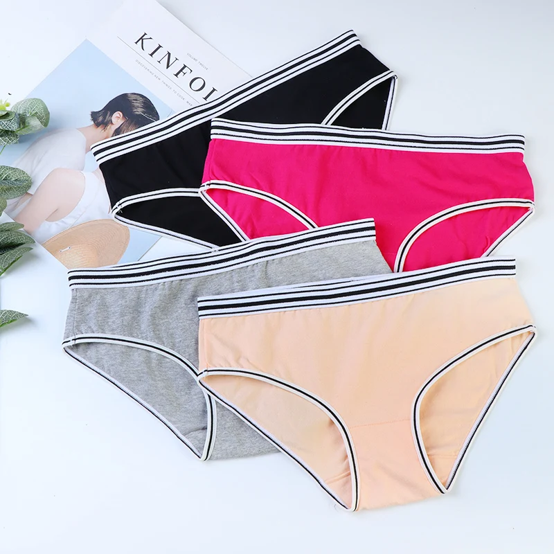 Женские трусики нижнее белье из хлопка для девушек дышащие трусы средней посадки
