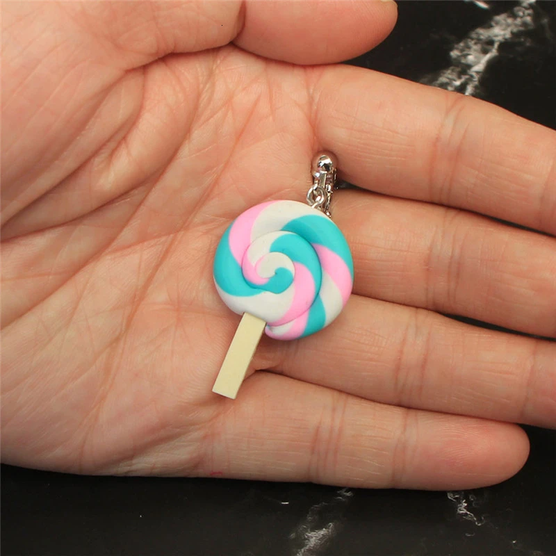Детская клипса серьги красочные большой леденец винт Висячие Смешные пищевые не