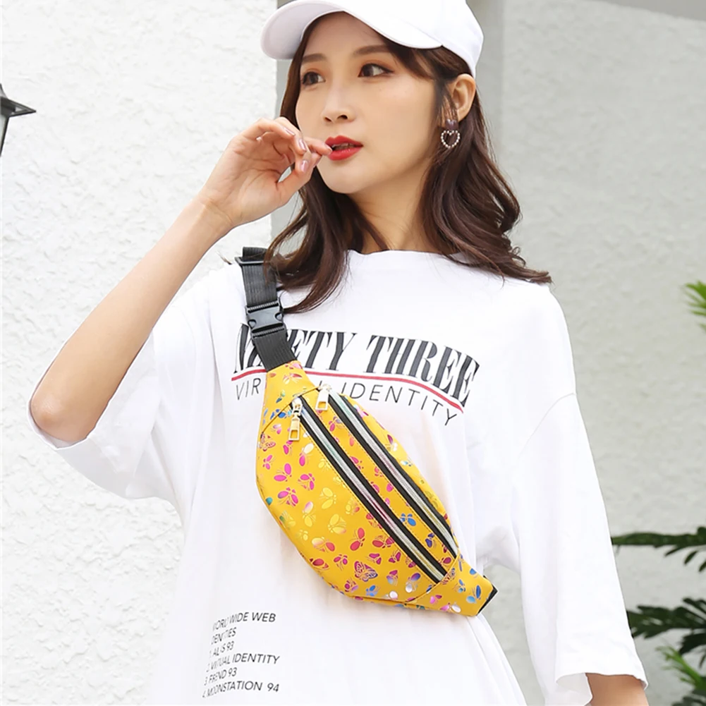 

Поясная сумка с принтом для женщин, Забавная красочная Сумочка для девочек, детский дорожный мультяшный кошелек на ремне, Яркая дизайнерска...