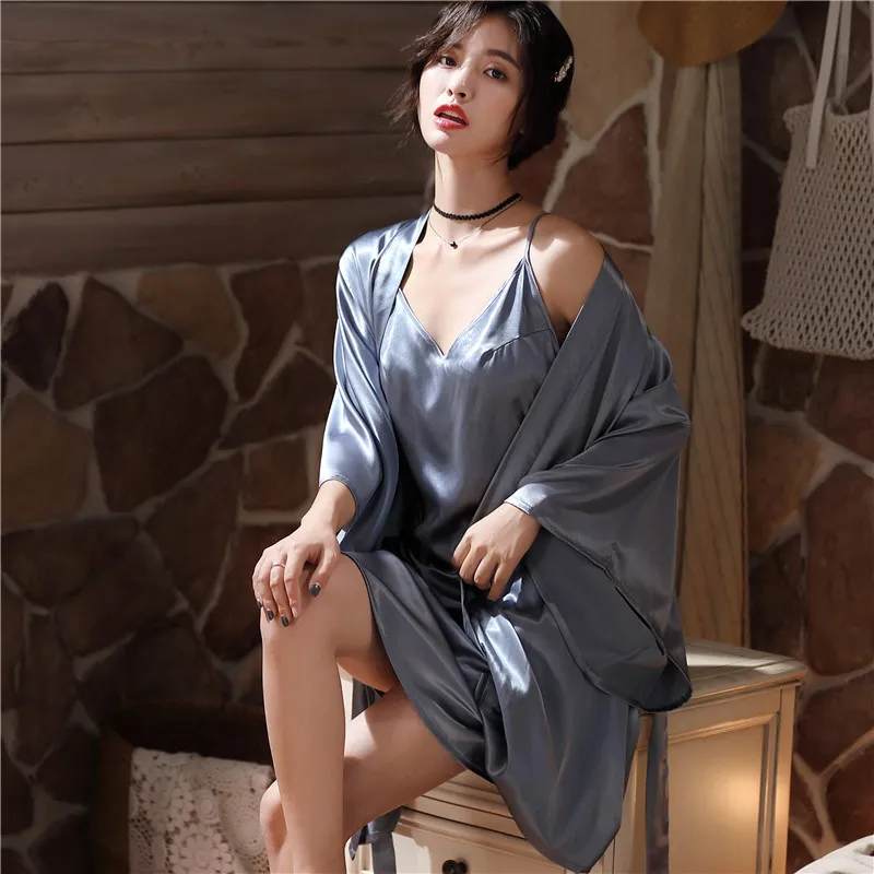 

Сексуальная шелковая ночная рубашка с v-образным декольте короткий рукав халаты для Для женщин кружевная ночная рубашка Нижнее белье Для же...