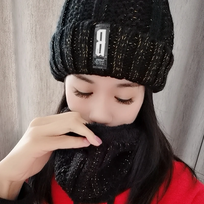 CouplesBlack red beanie женская зимняя шапка с добавлением шерсти зимние наушники