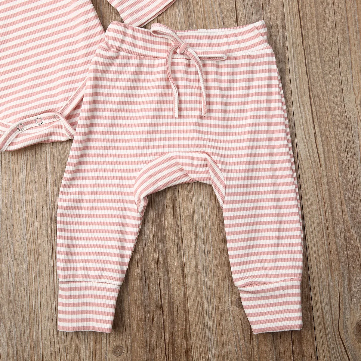 2Pcs Newborn Baby Girl Boy Cute Striped Buttons Knitted Long Sleeve Romper Playsuit Top Pants Trouser Outfit Clothes Set | Детская