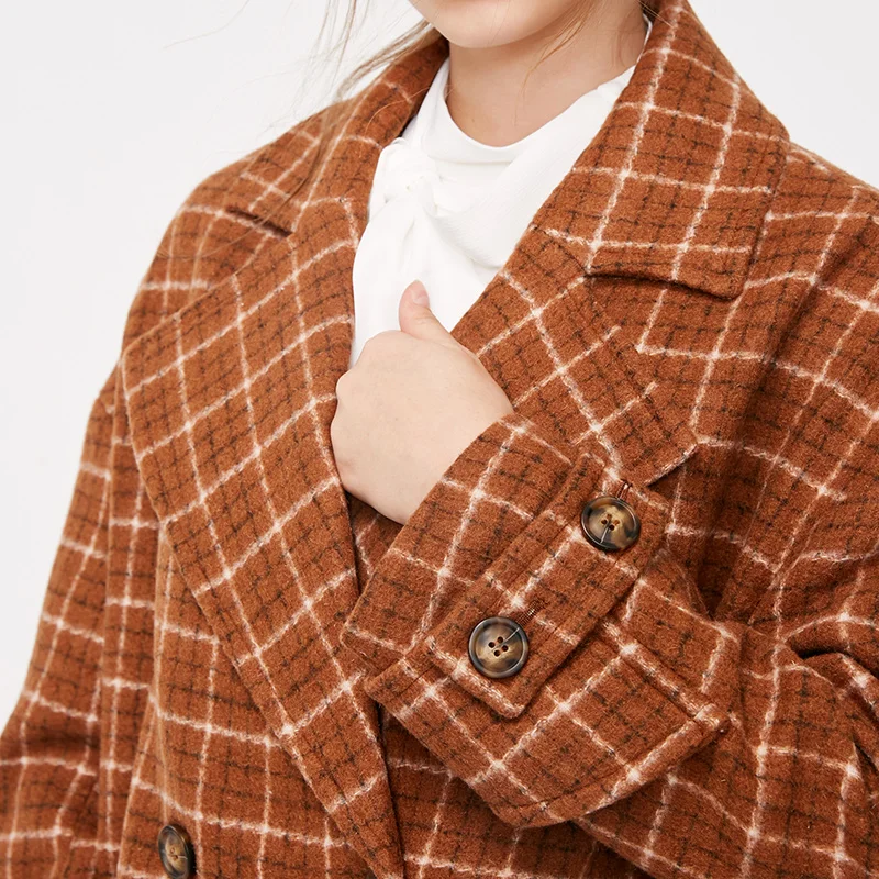 Vero Moda зимнее клетчатое длинное шерстяное пальто с лацканами | 318327551