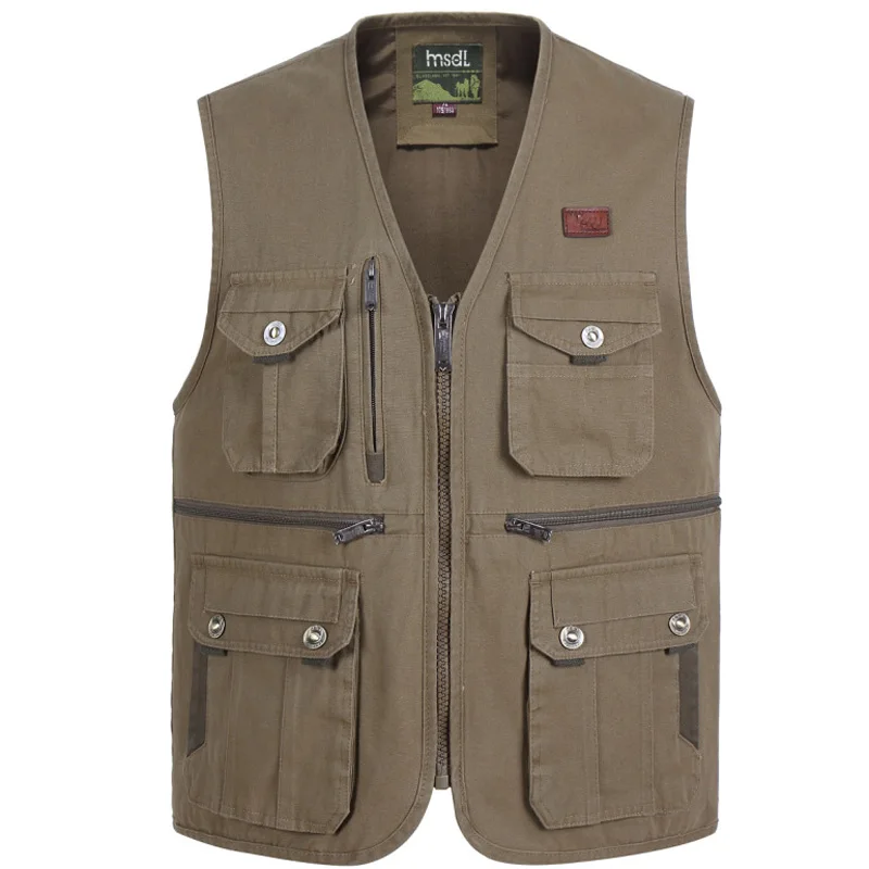 

Spring autumn men vest photography fishing middle-aged elderly dad wear multi-pocket cotton Waistcoat Sleeveless Jacket Coat