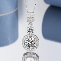 luxury 5 carat d color round moissanite diamond pendant neckalce 925 sterling silver gra moissanite clavicle necklace for women
