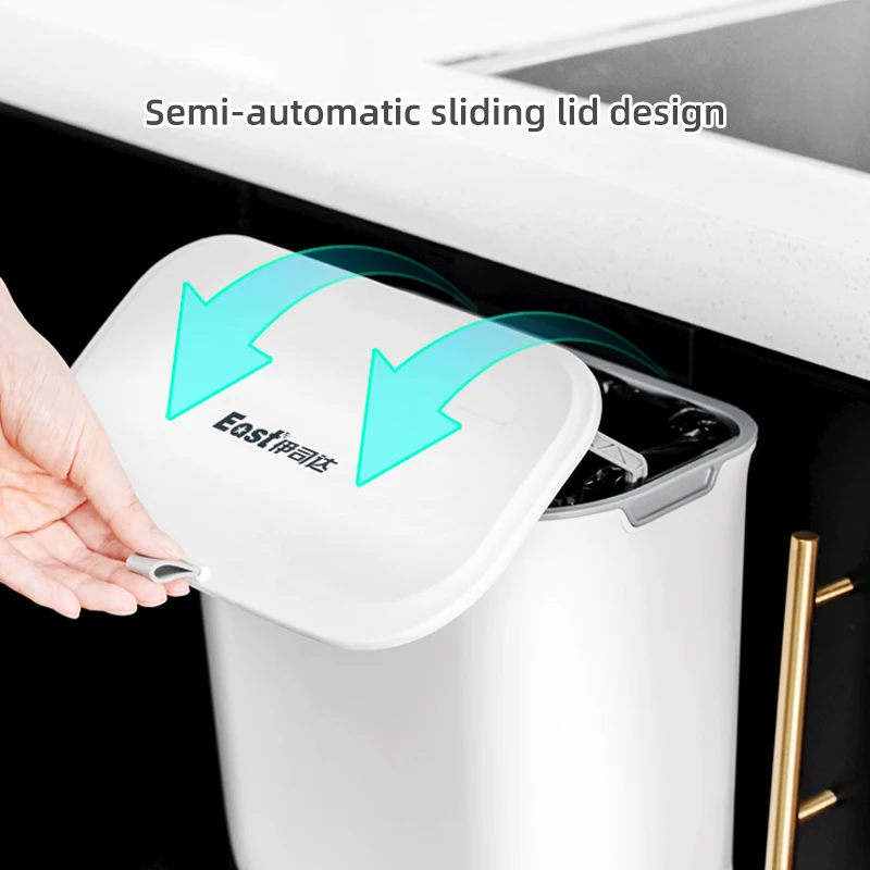 east 7l 9l wall mounted trash can bin with lid sliding lid waste bin kitchen cabinet door hanging dustbin white trash bin free global shipping