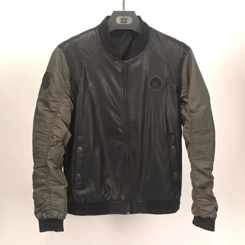 Продажа образца Мужская весенняя и осенняя куртка пальто искусственная кожа