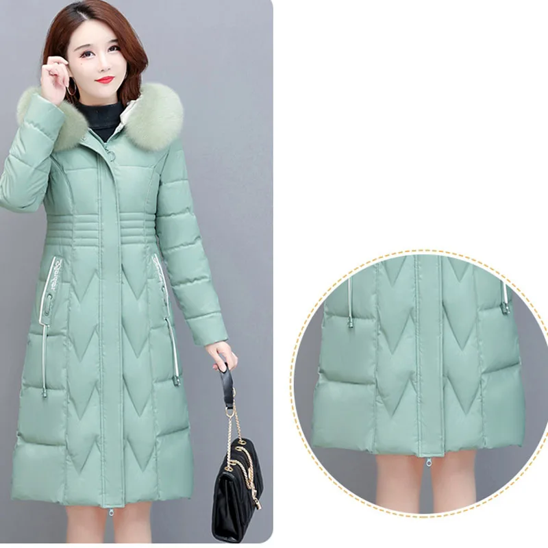 Модное женское Свободное пальто на белом утином пуху с капюшоном и меховым