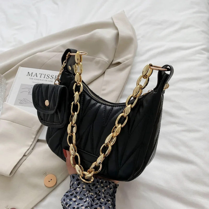 

High-quality Ladies Chain Underarm Small Bag 2021New Trendy Fashion Texture Rhombic Embroidered Thread One-shoulder Dumpling Bag