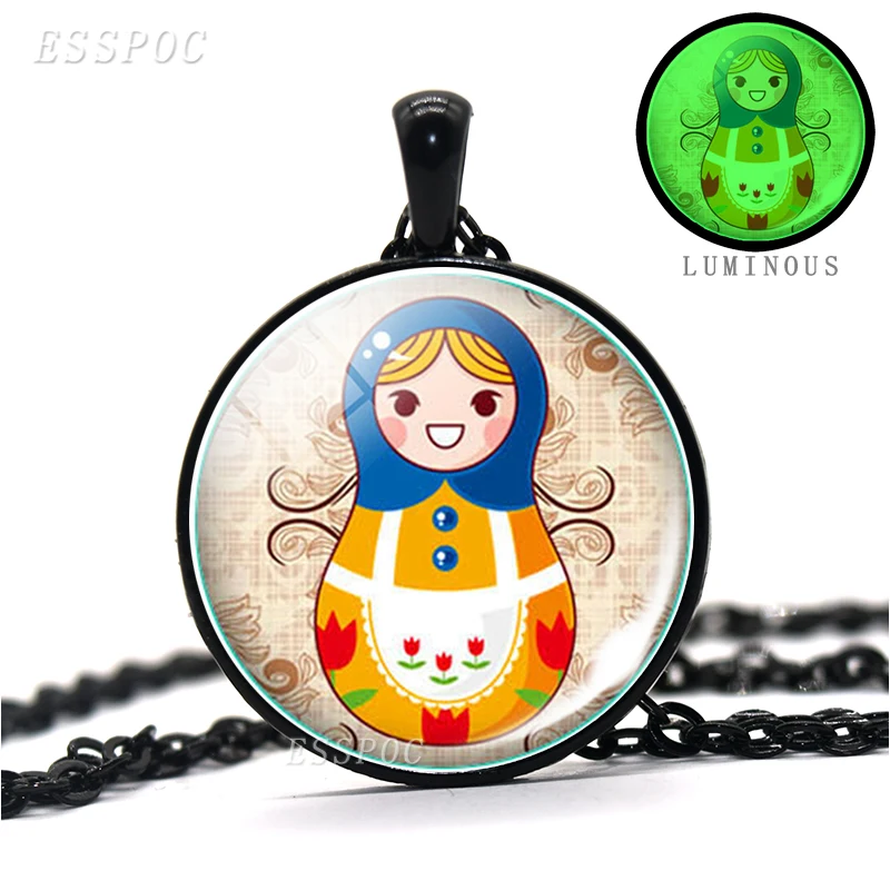 Ожерелье с подвеской в этническом стиле светящаяся темноте кукла русского