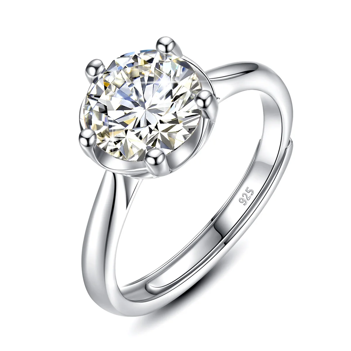 

Кольцо женское диаметром 2 карата с мусанитом, регулируемое обручальное кольцо с 5 зубцами, роскошное ювелирное изделие с бриллиантами, хоро...