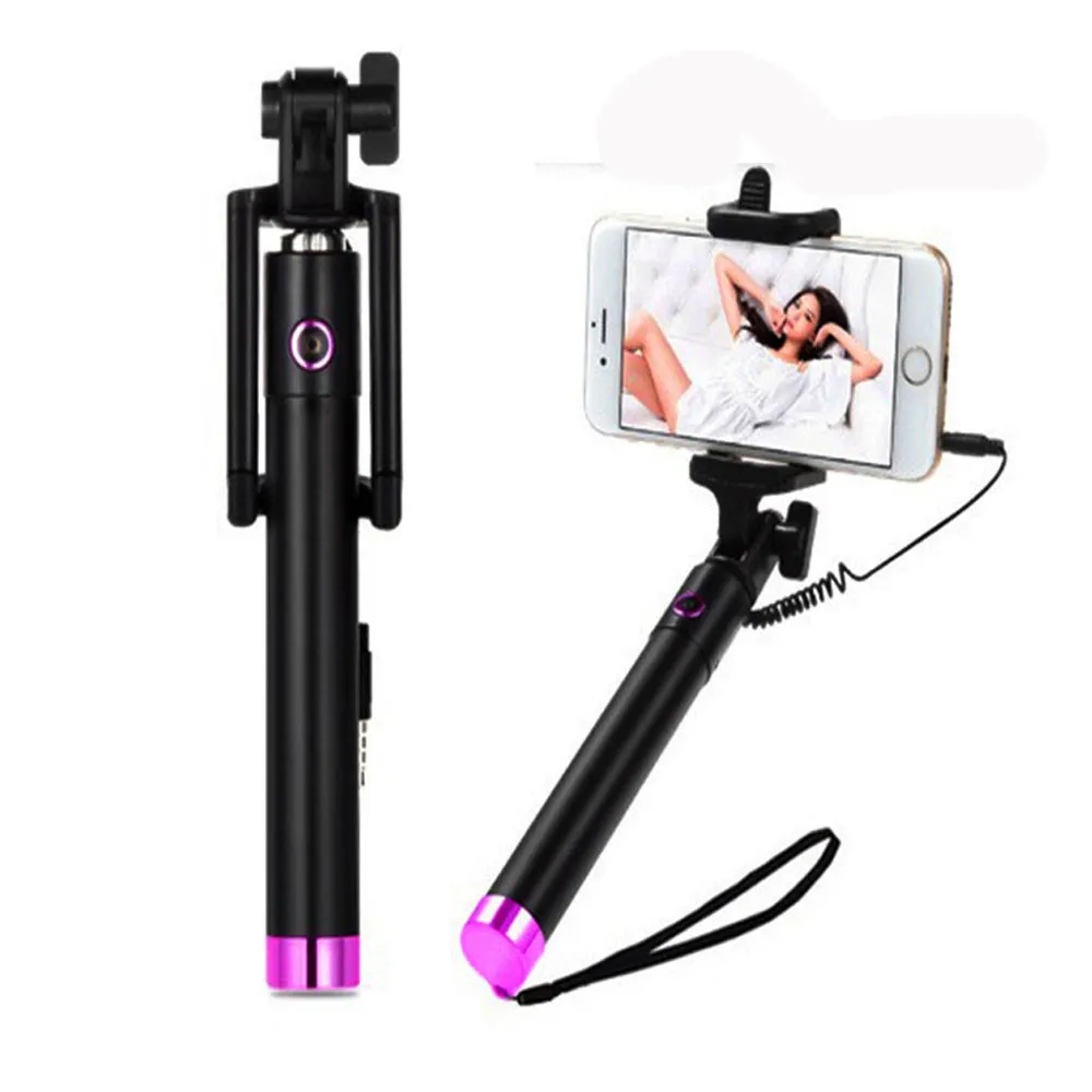 Handheld Selfie Sticks Portable Extendable Monopod Self-Pole Wired Selfie Stick For iPhone 13 Samsung Huawei Xiaomi Selfiestick