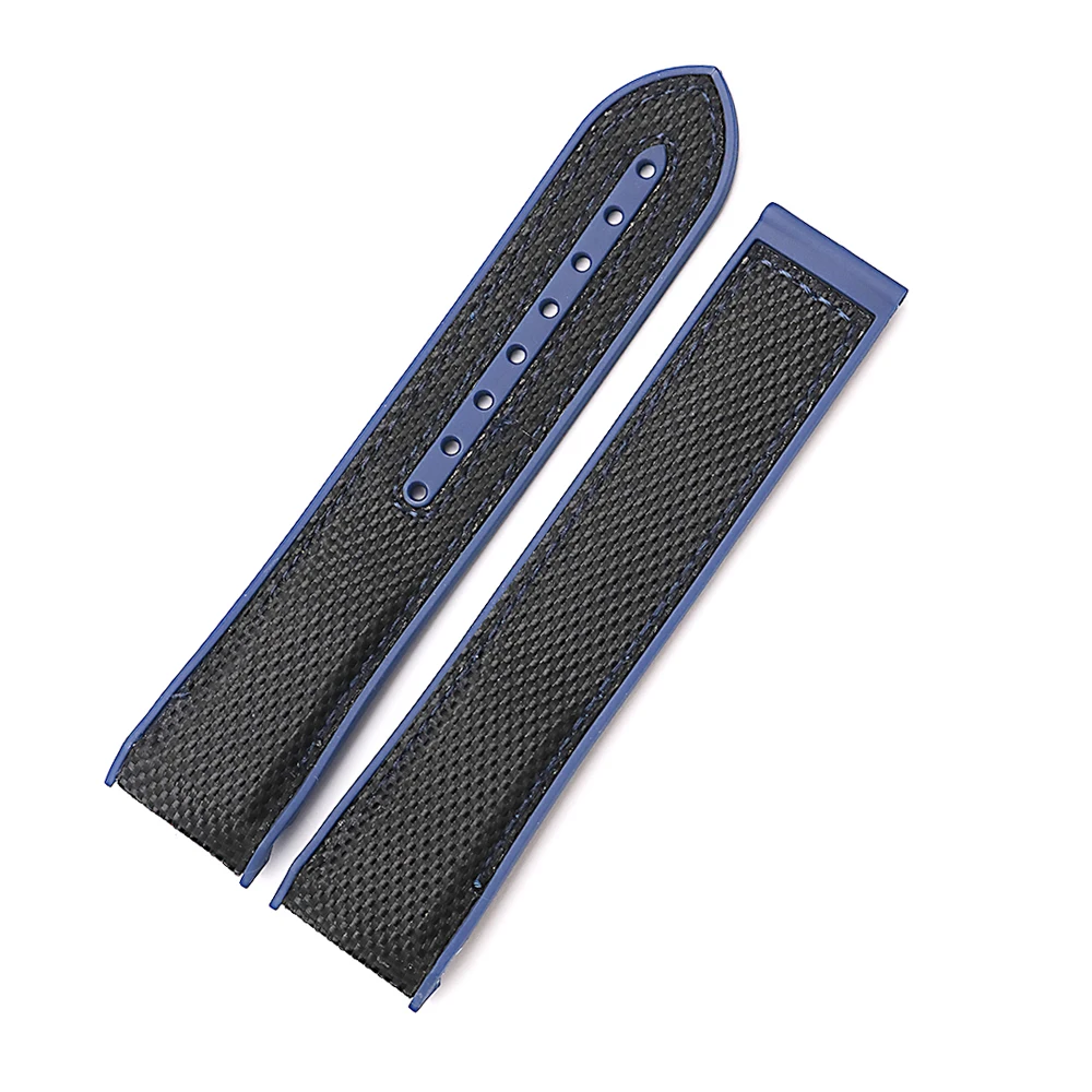 CARLYWET 20 22mm Wholesale Rubber Watchband Silicone With Nylon Replacement Watch Band Strap For Planet Ocean 45 42mm With Clasp