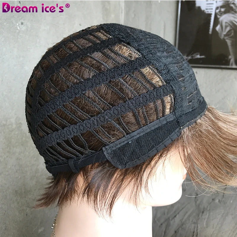 Короткий синтетический парик с волнистыми прямыми волнами и челкой блонд дрок