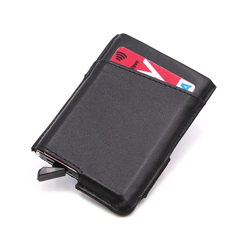 Rfid кошелек из натуральной кожи визитница для удостоверения личности 469 алюминиевый держатель для кредитных карт Автоматическая открытка-раскладушка кошелек tarjetero